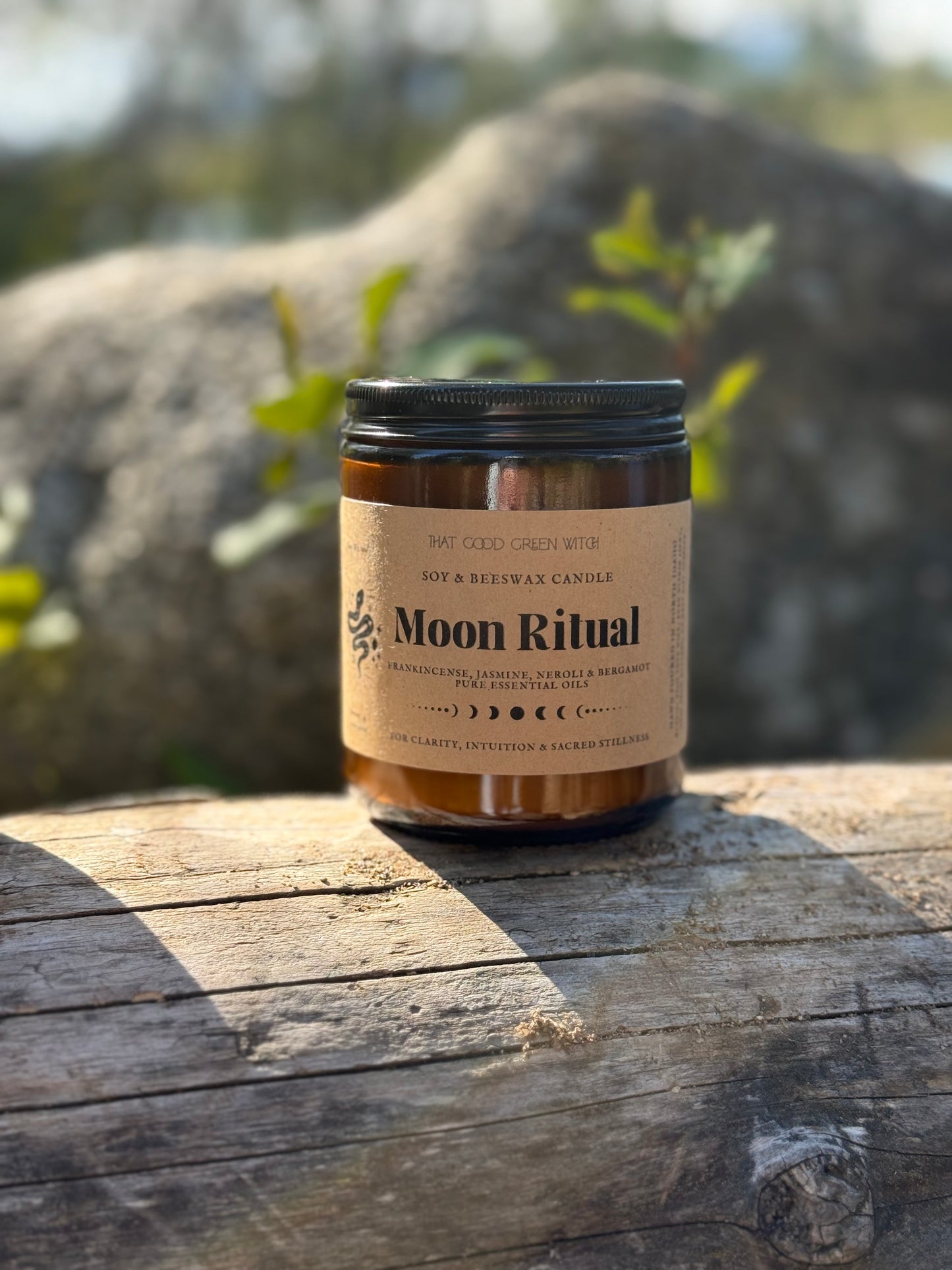 ‘Moon Ritual’ amber glass jar candle