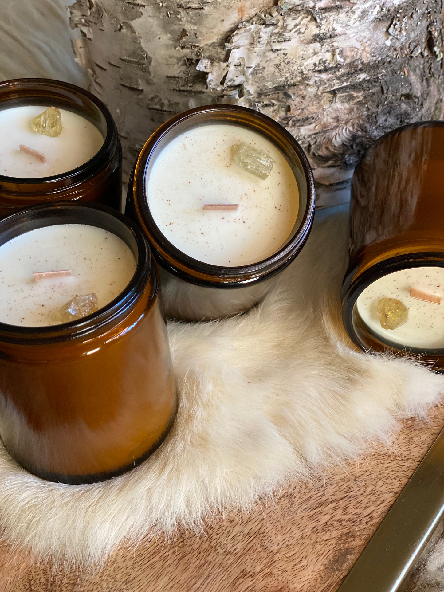 ‘Chai Latte’ amber glass jar candle