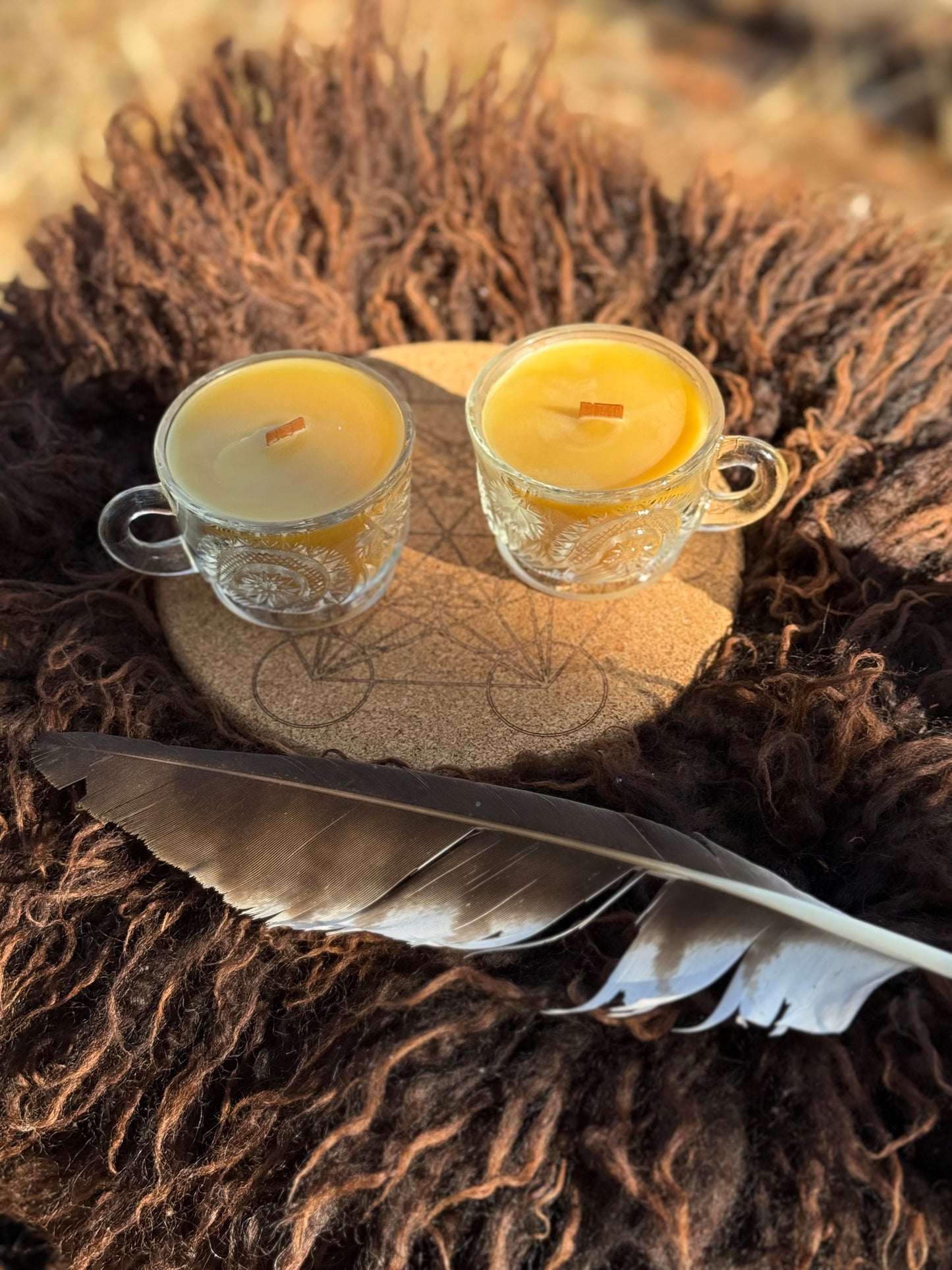 Local Beeswax Candle in Vintage Tea cup