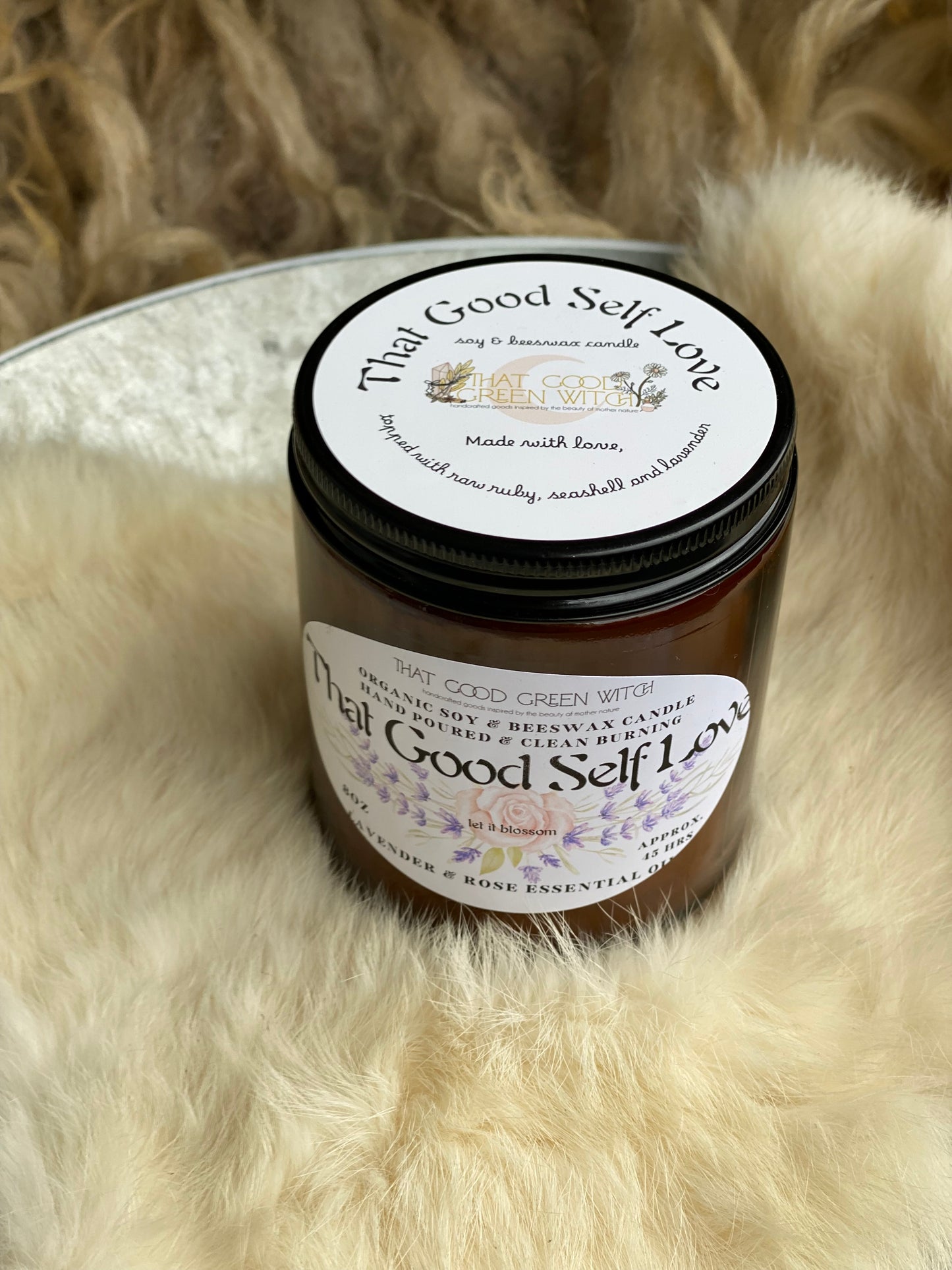 ‘That Good Self Love’ amber glass jar Candle