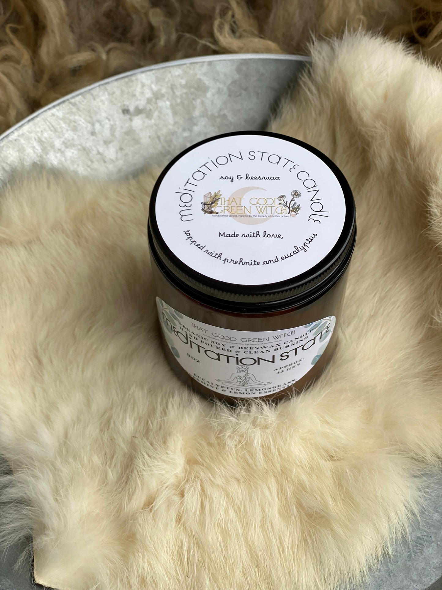 ‘Meditation State’ amber glass jar candle