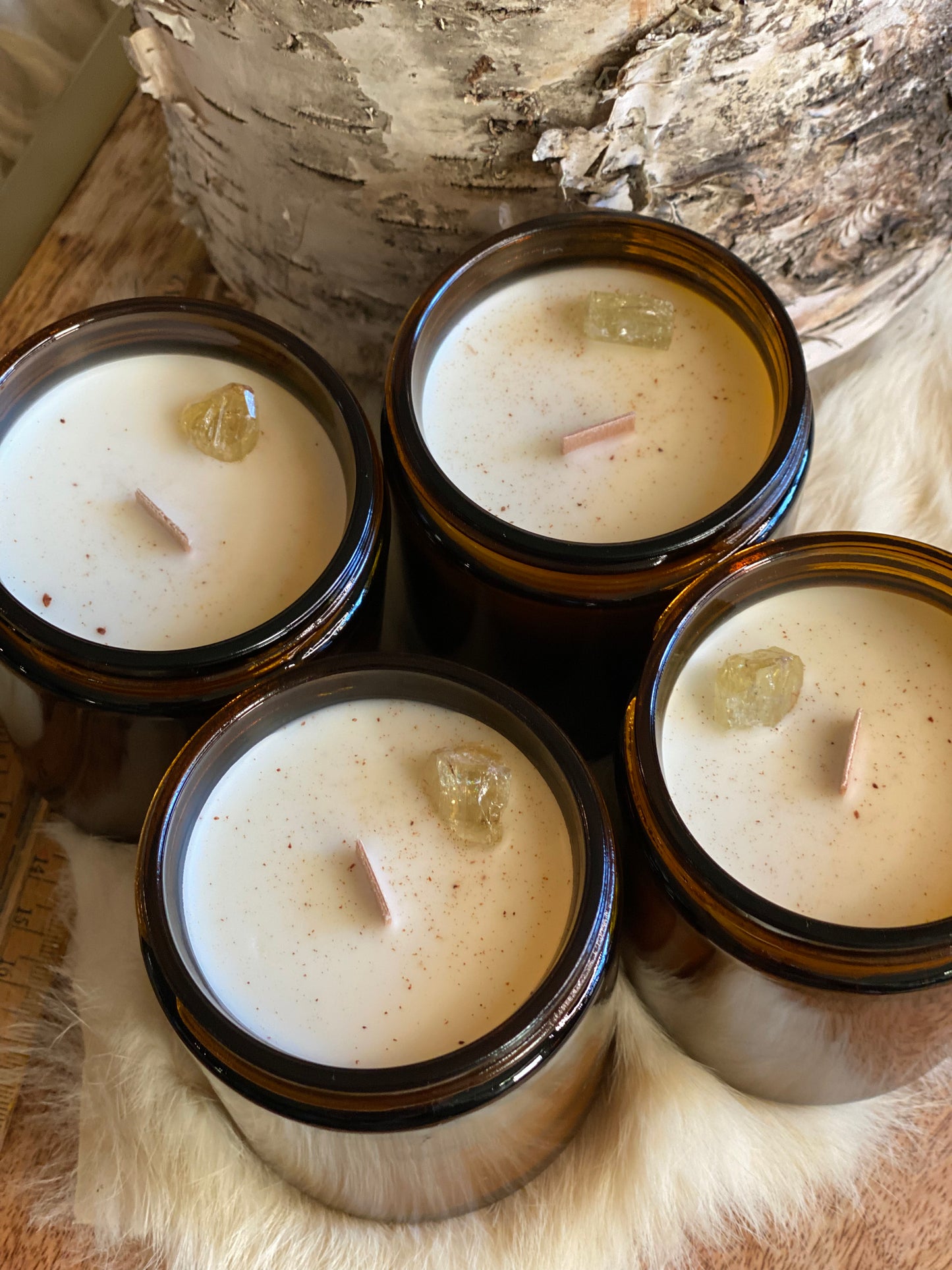 ‘Chai Latte’ amber glass jar candle