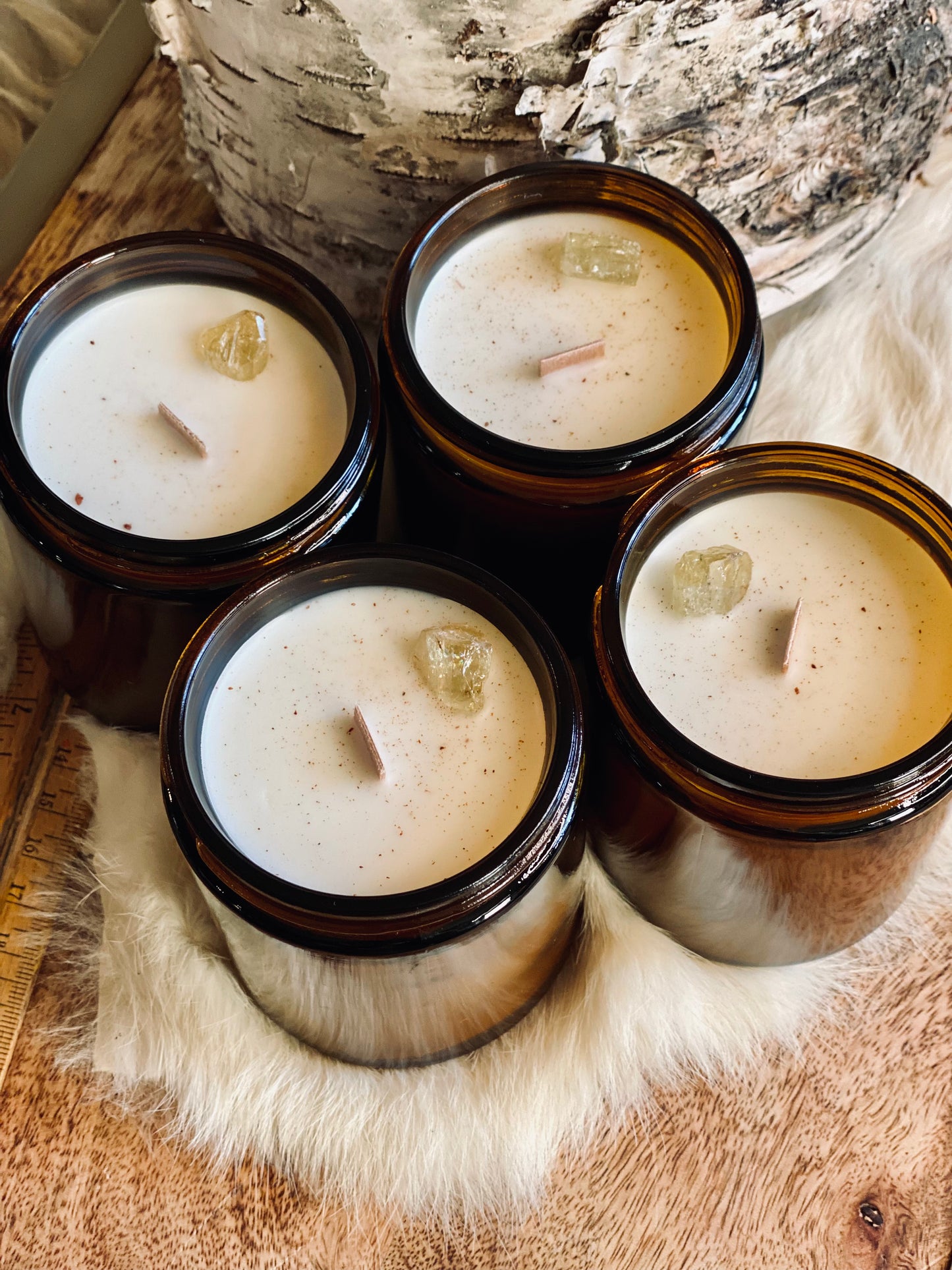 ‘Chai Latte’ amber glass jar candle