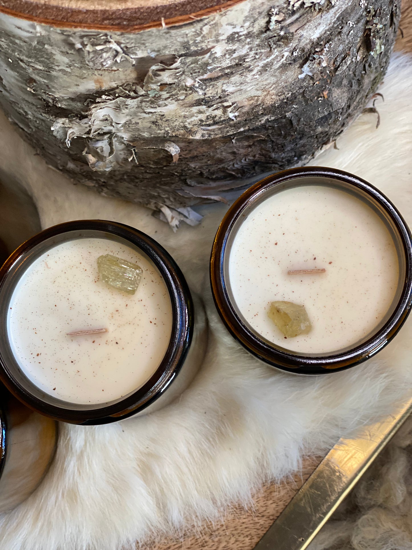 ‘Chai Latte’ amber glass jar candle