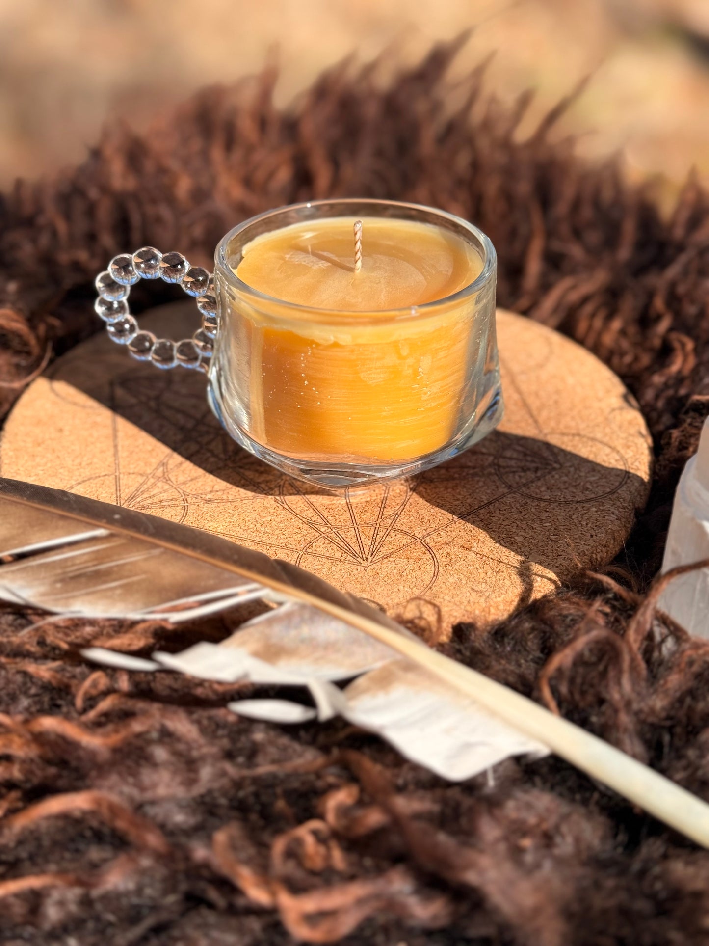 Local Beeswax Candle in Vintage Tea cup