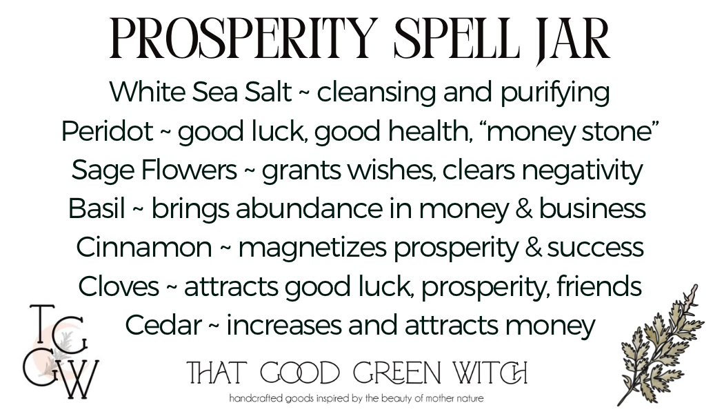 Prosperity Spell Jar (mini on ribbon)