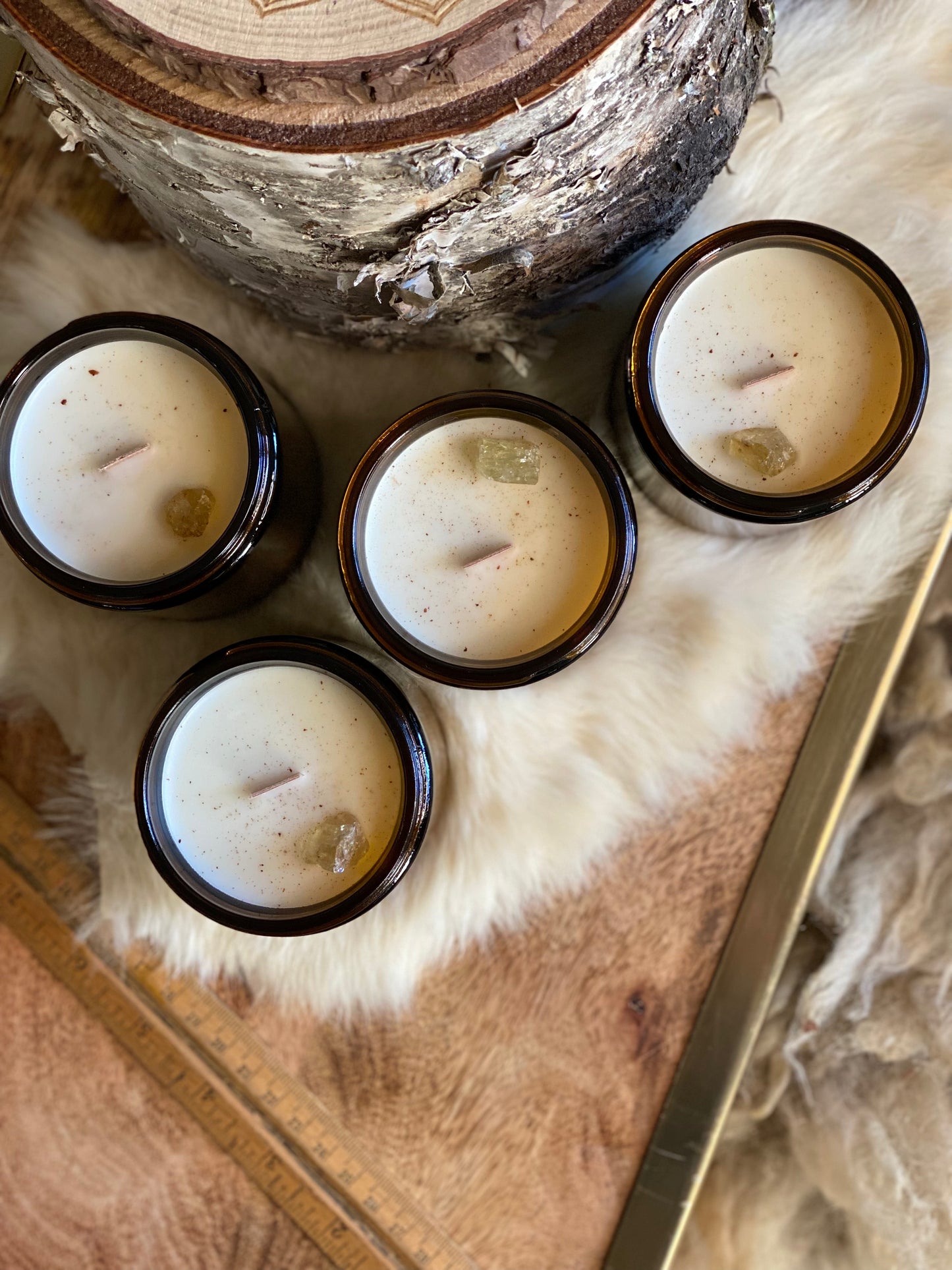 ‘Chai Latte’ amber glass jar candle