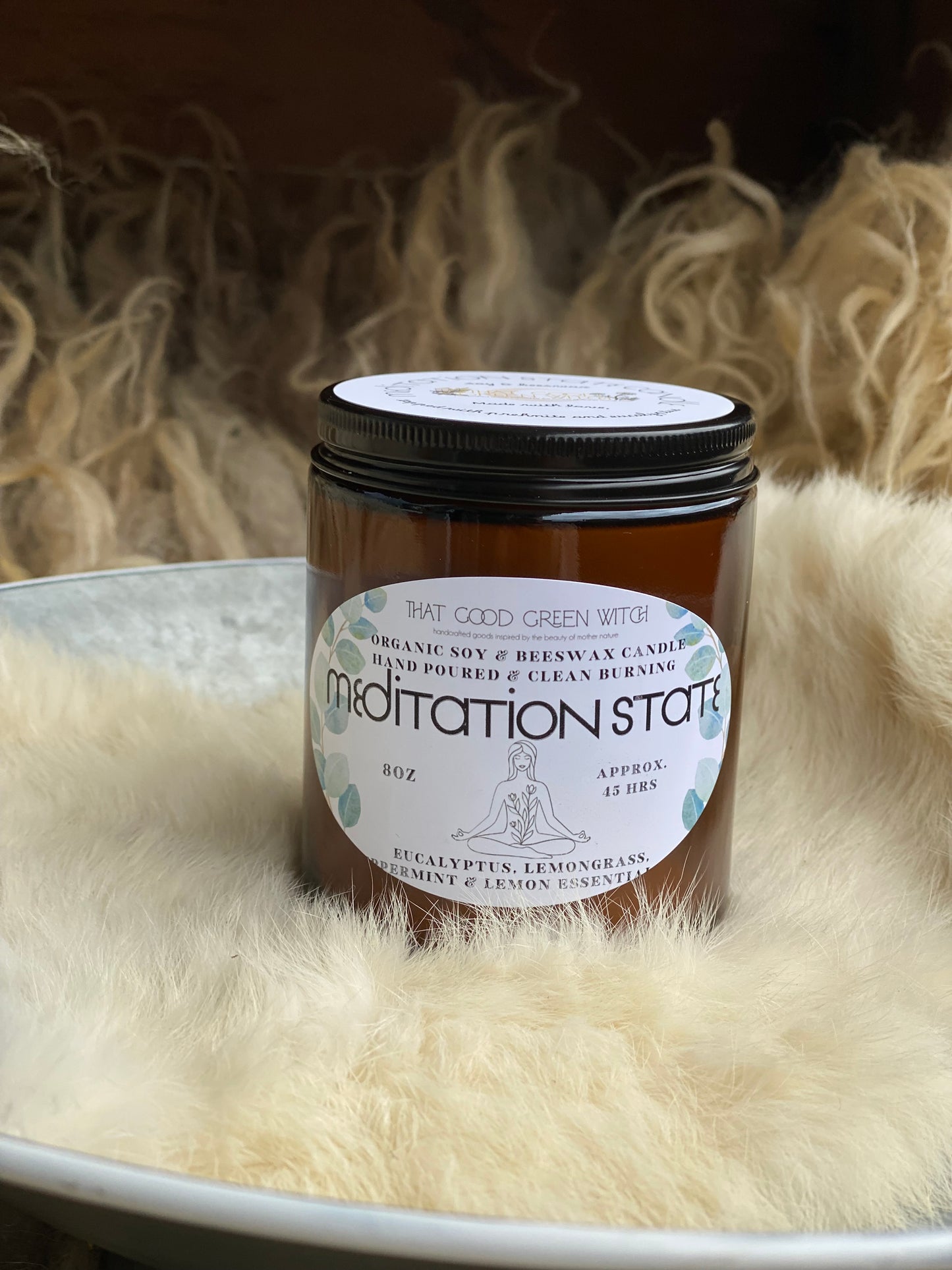 ‘Meditation State’ amber glass jar candle
