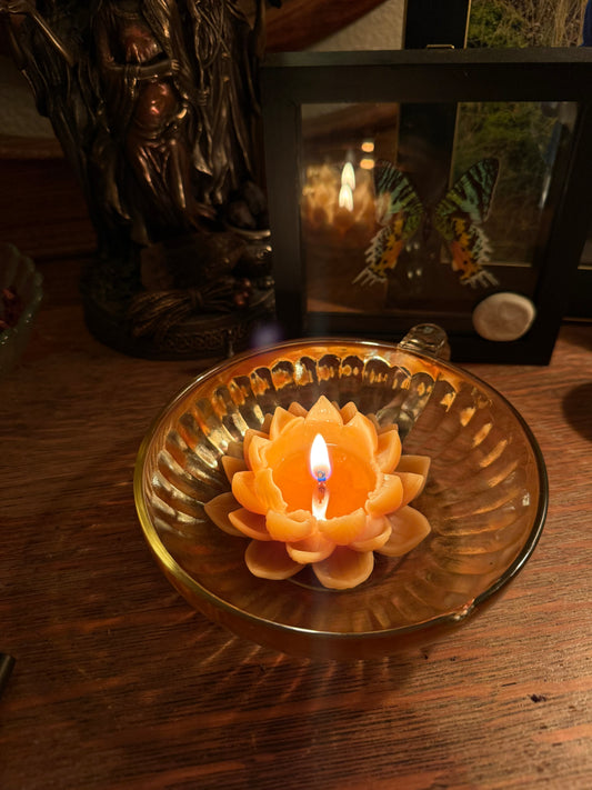 Beeswax Lotus Candle