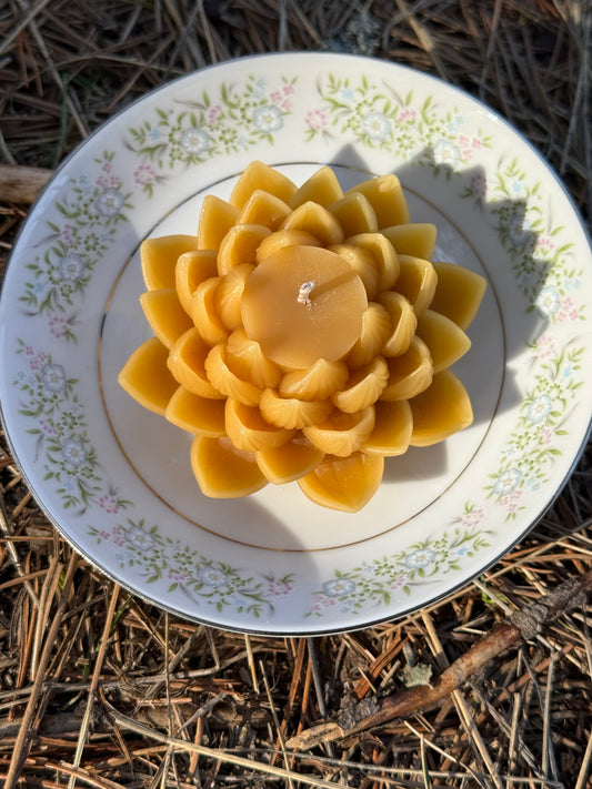 Beeswax Lotus Candle