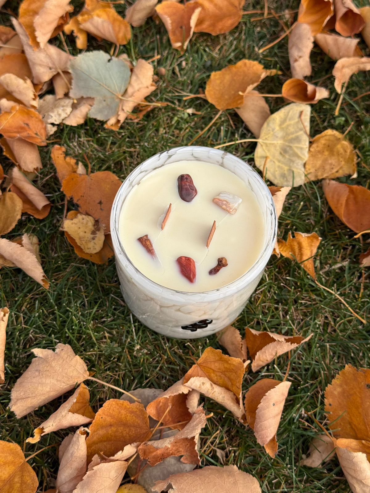 ‘Pumpkin Spice’ Confetti Glass Candle