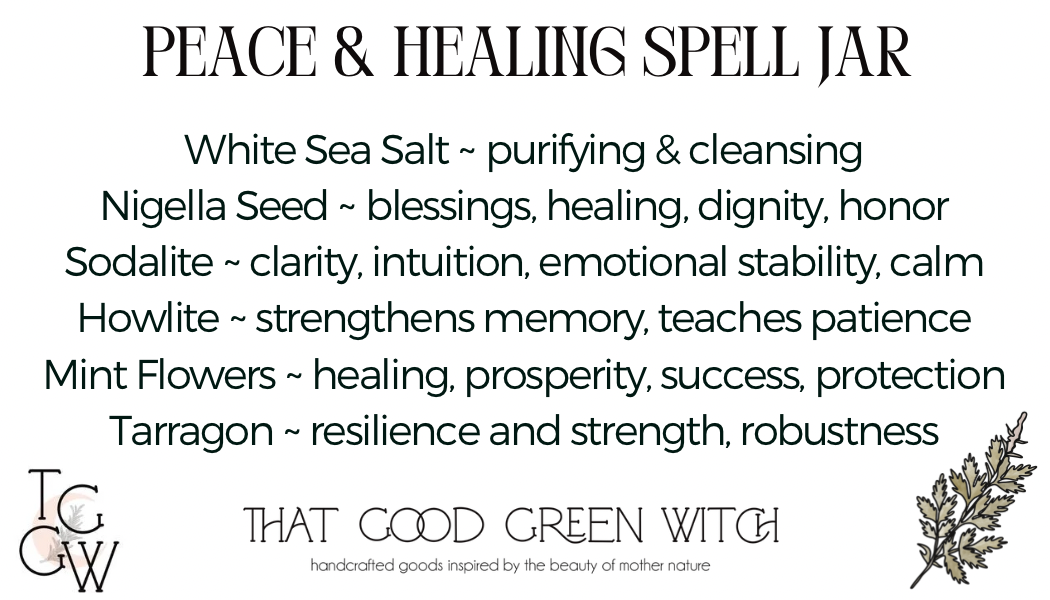 Peace & Healing Spell Jar (altar size)