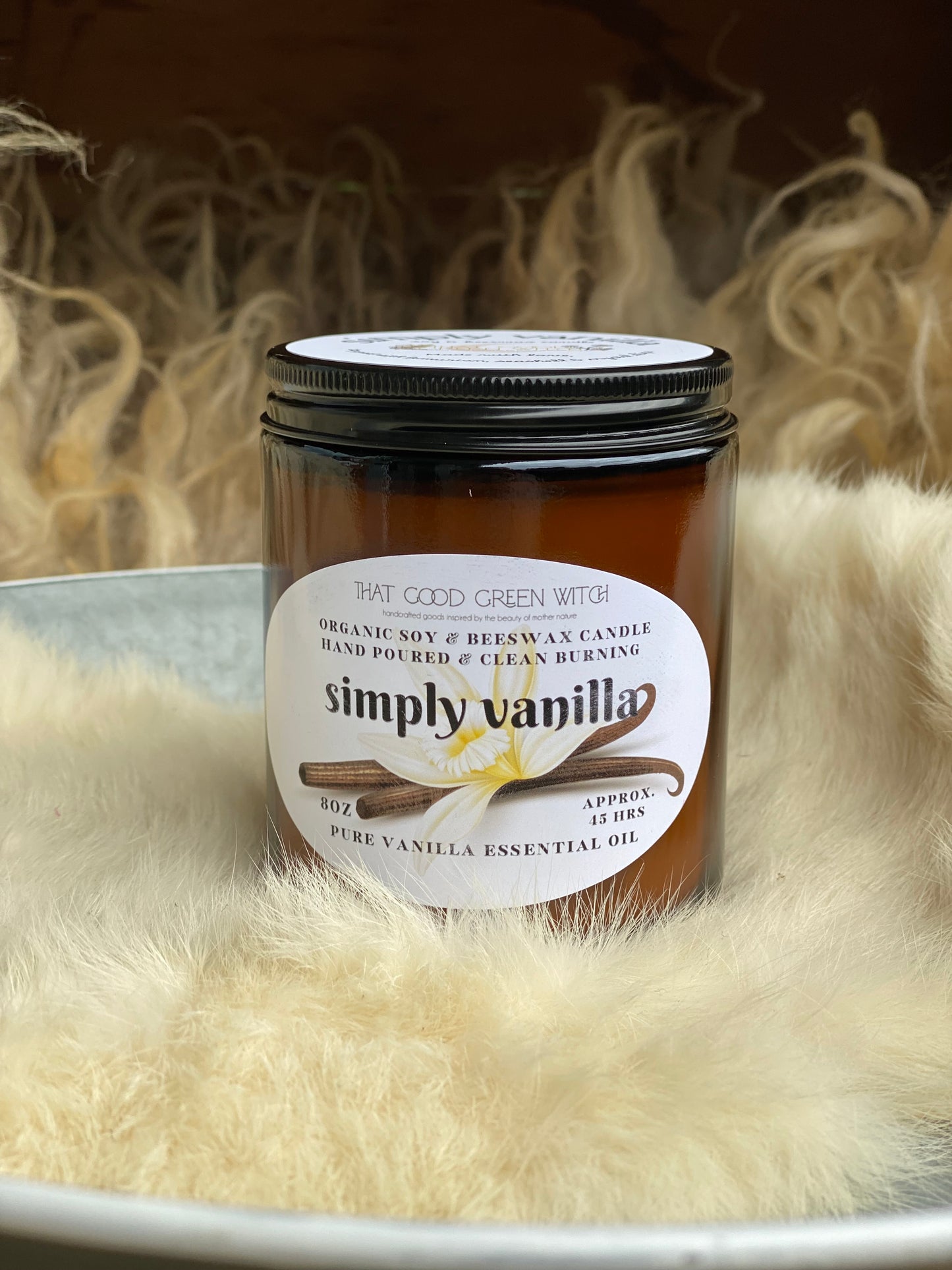 ‘Simply Vanilla’ amber glass jar Candle