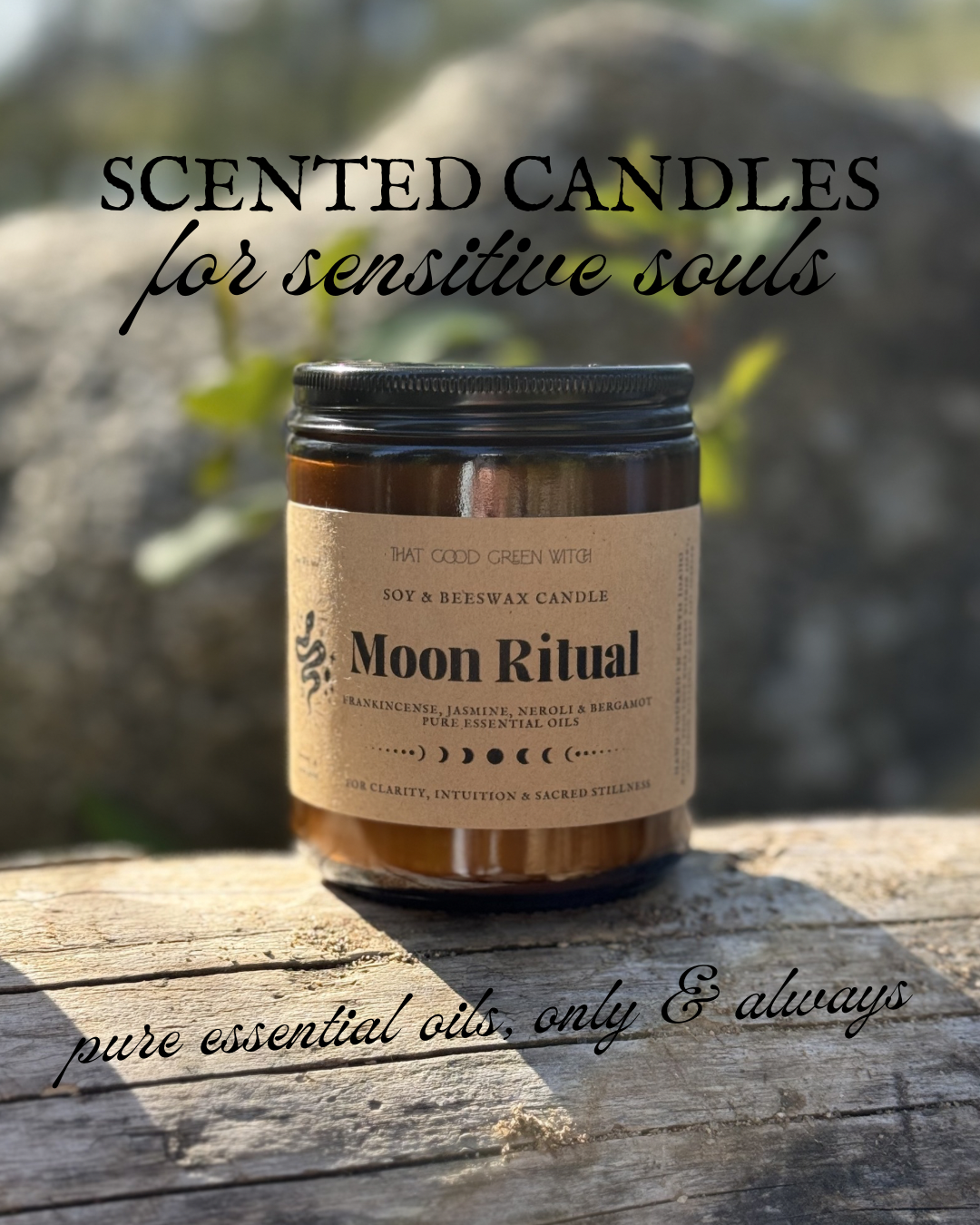 ‘Moon Ritual’ amber glass jar candle