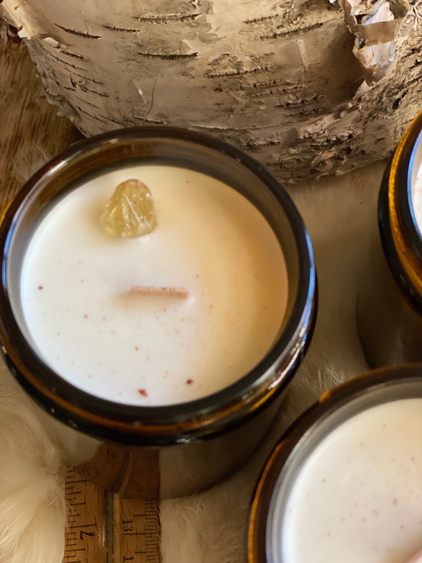 ‘Chai Latte’ amber glass jar candle