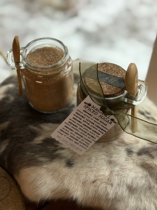 Magical Spiced Sugar ~ 10oz glass jar w/ wood spoon