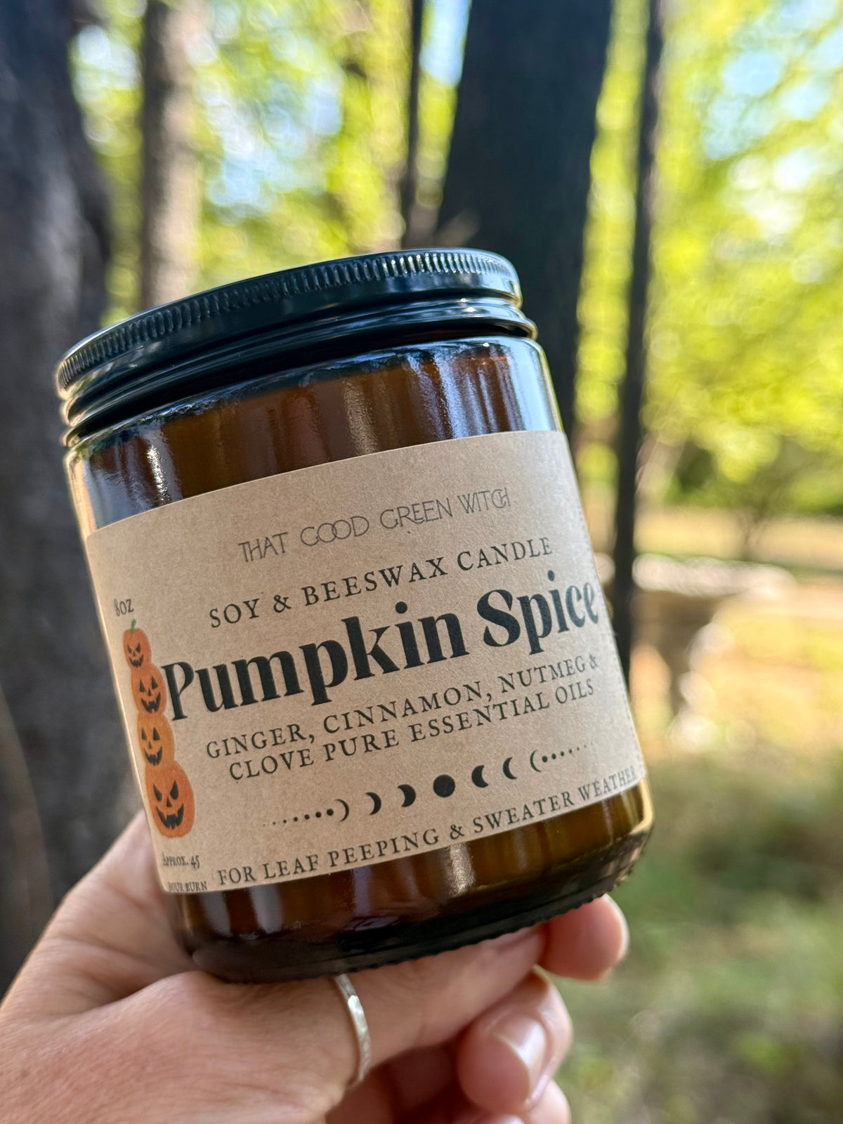 ‘Pumpkin Spice’ amber glass jar candle