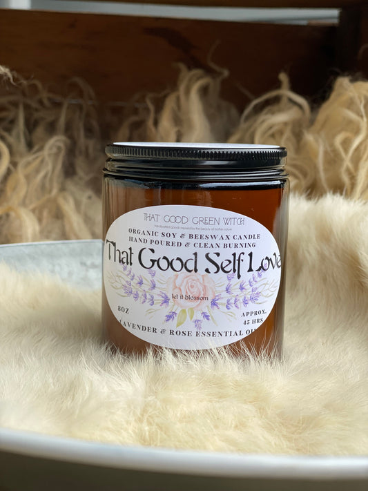 ‘That Good Self Love’ amber glass jar Candle