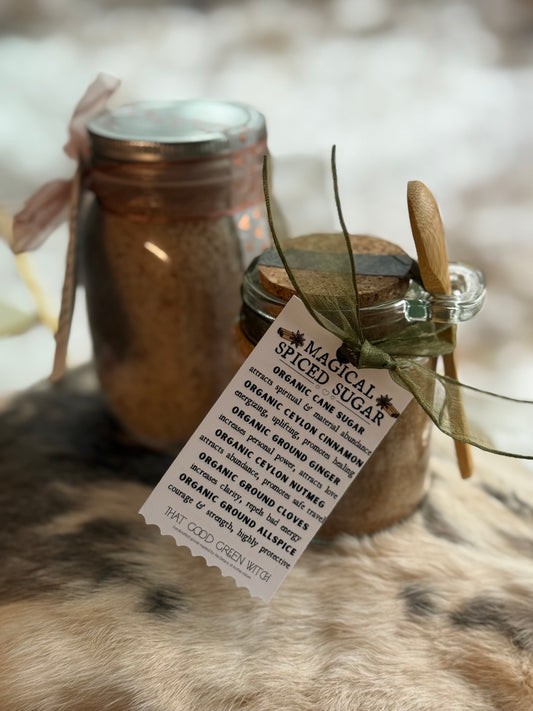 Magical Spiced Sugar ~ 10oz glass jar w/ wood spoon