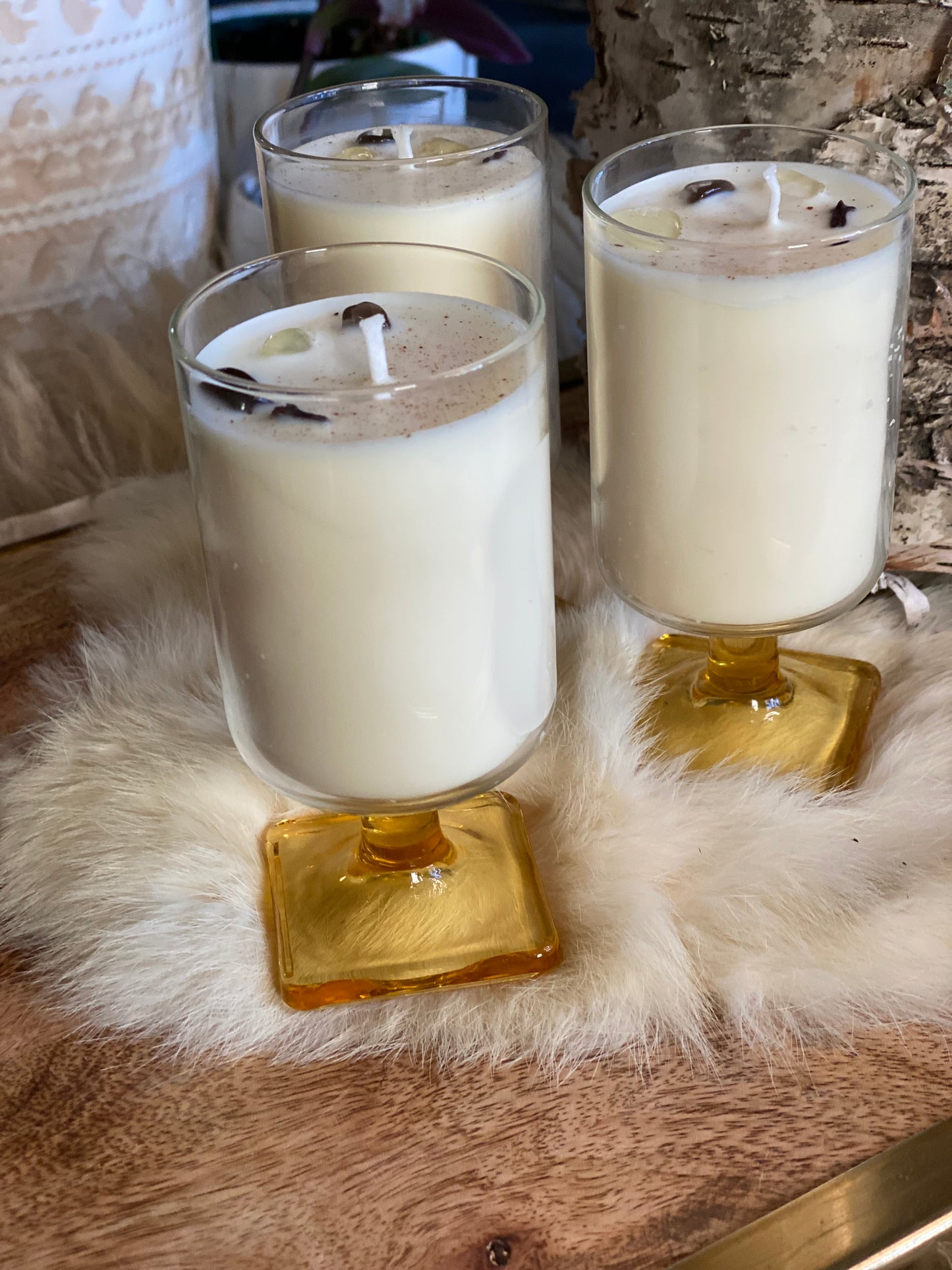 ‘Chai Latte’ vintage glass candle
