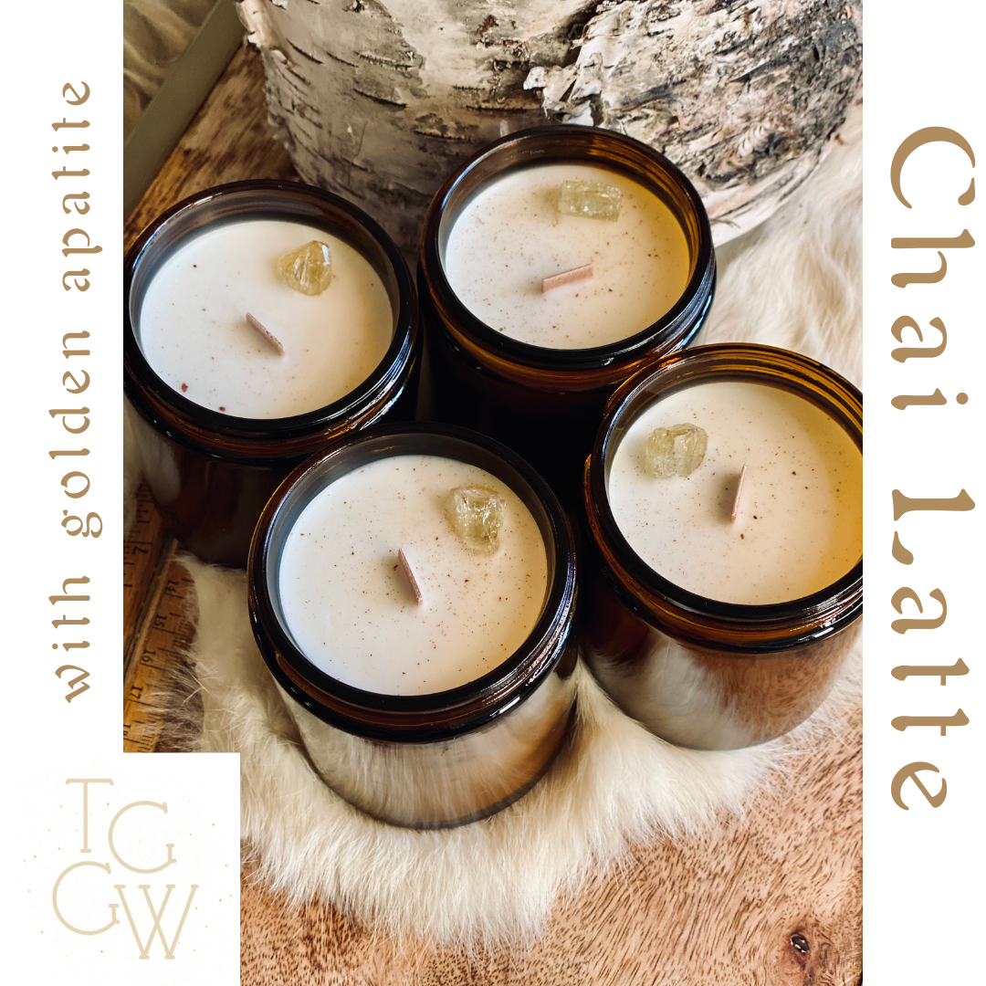 ‘Chai Latte’ amber glass jar candle