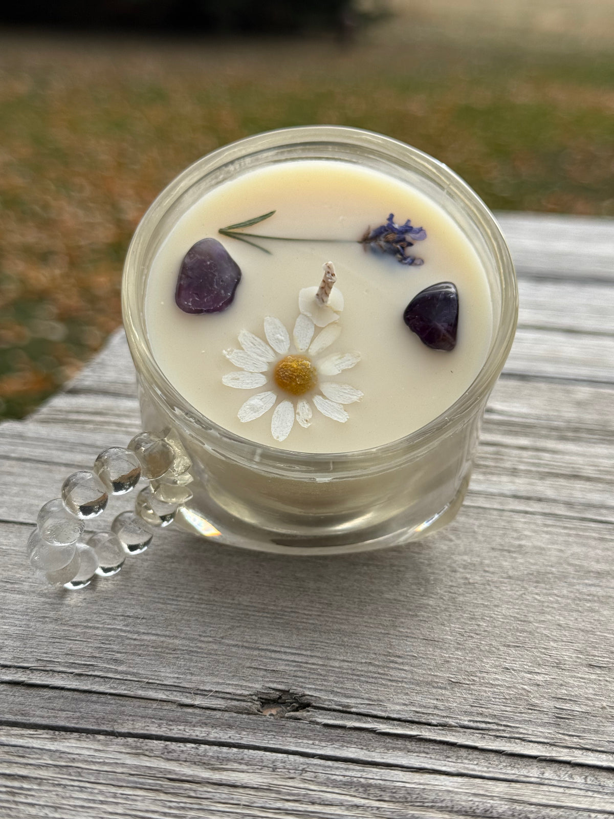 ‘Sweet Slumber’ Vintage Glass Teacup Candle