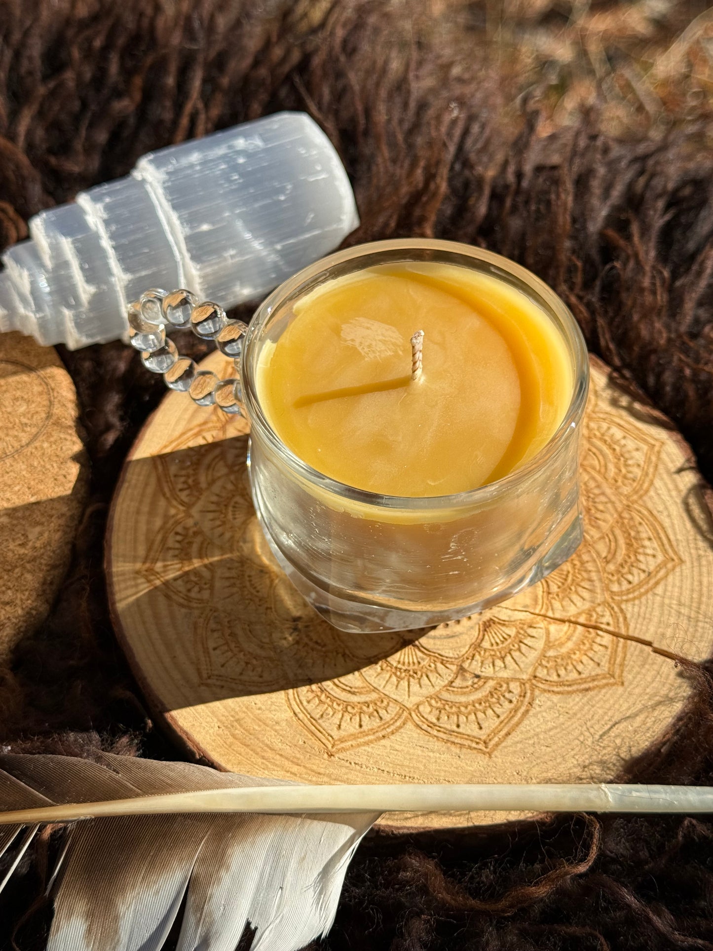 Local Beeswax Candle in Vintage Tea cup