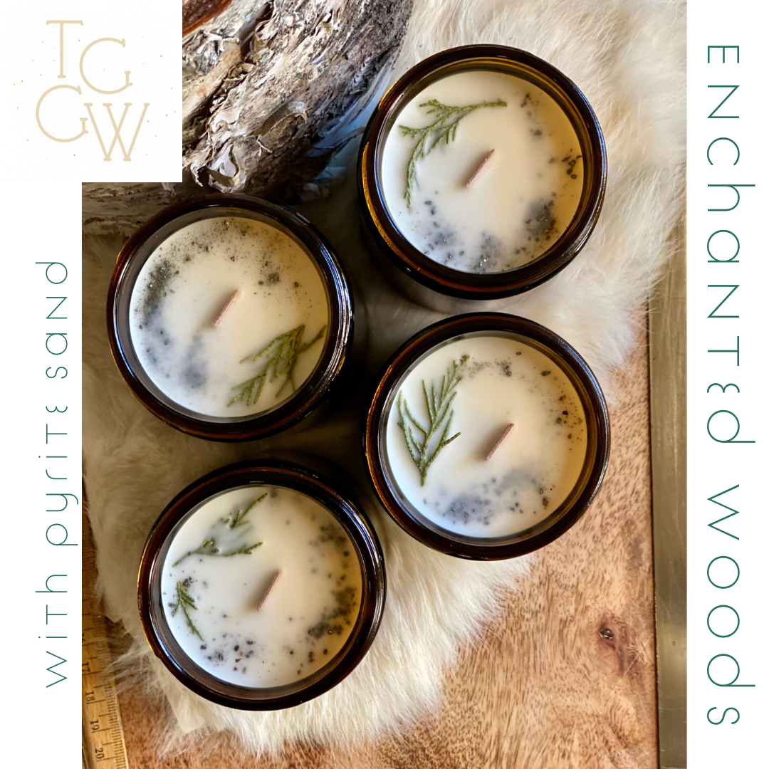 ‘Enchanted Woods’ amber glass jar candle