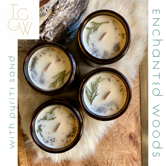 ‘Enchanted Woods’ amber glass jar candle