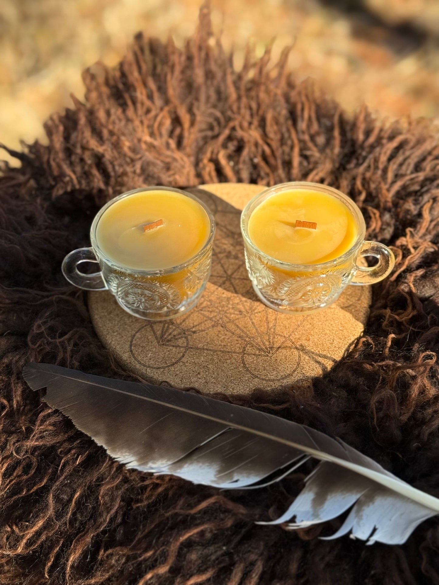 Local Beeswax Candle in Vintage Tea cup