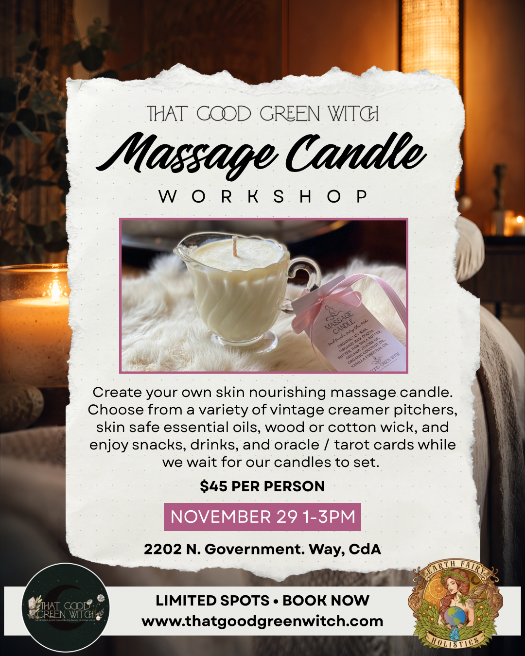 Massage Candle Workshop at Earth Fairy Holistics