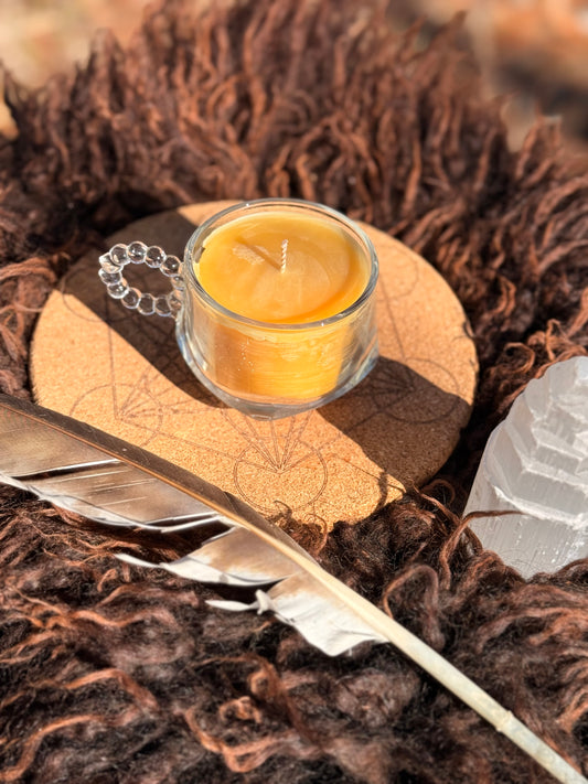 Local Beeswax Candle in Vintage Tea cup