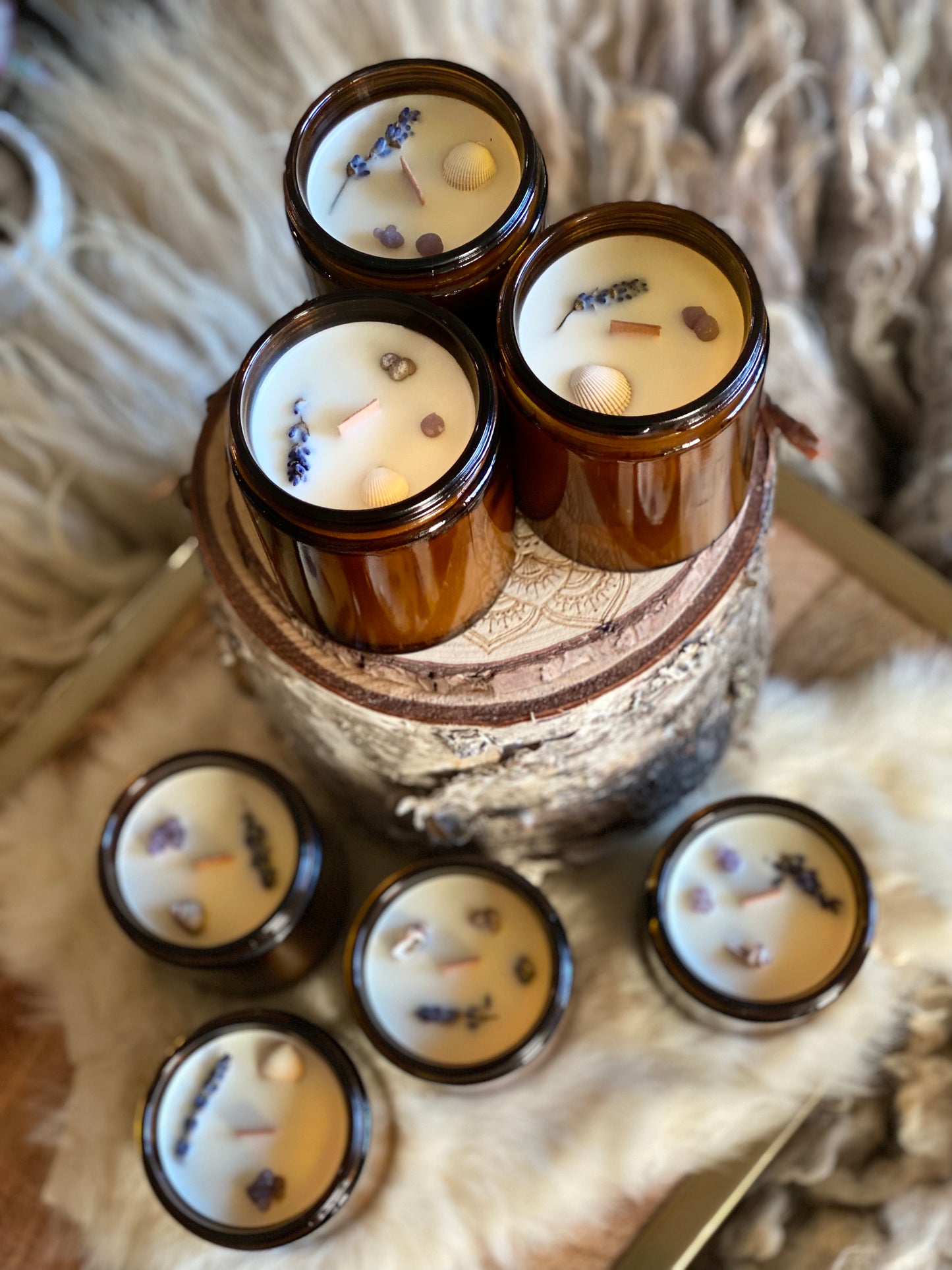 ‘Sweet Slumber’ amber glass jar Candle