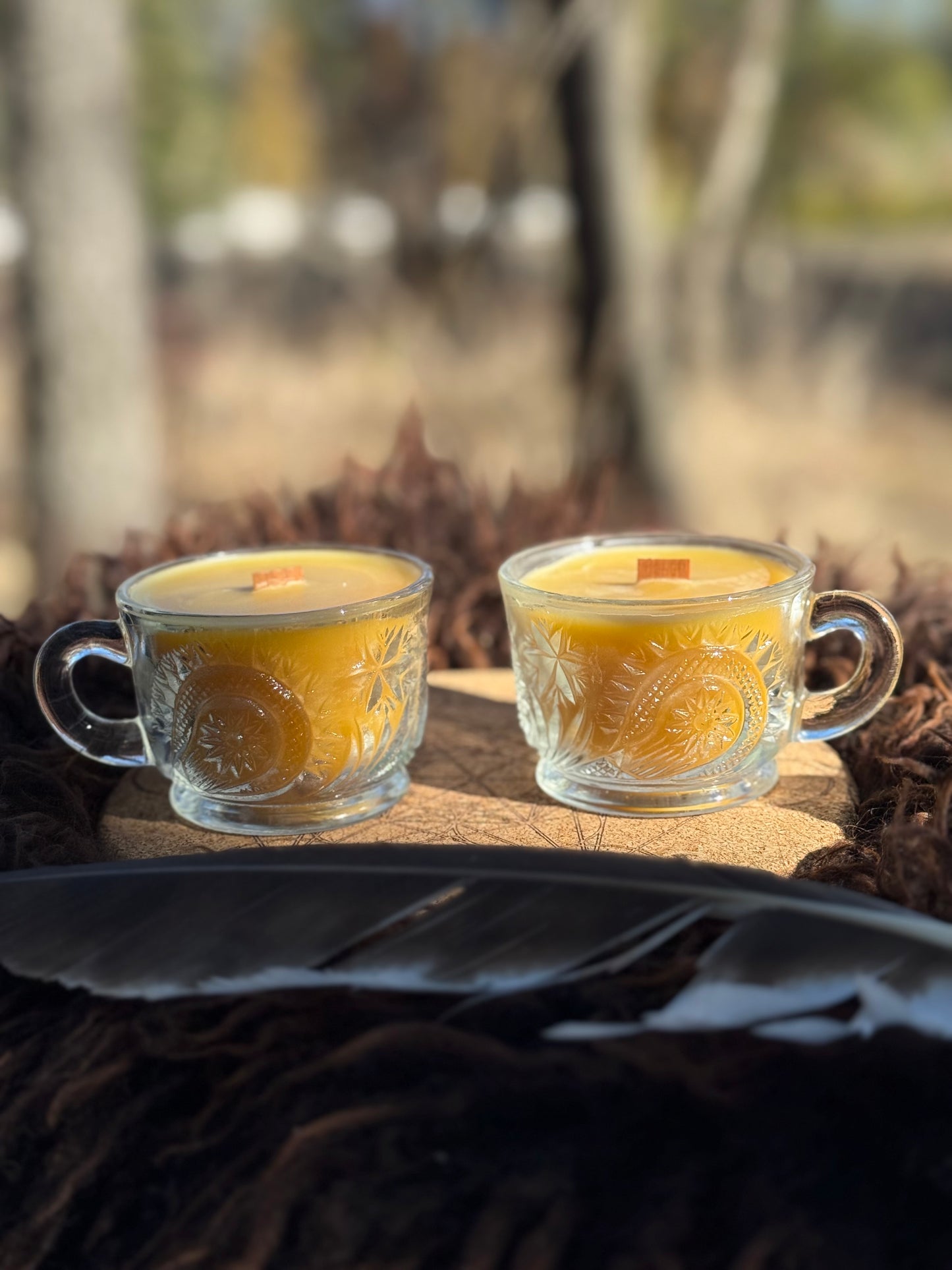 Local Beeswax Candle in Vintage Tea cup