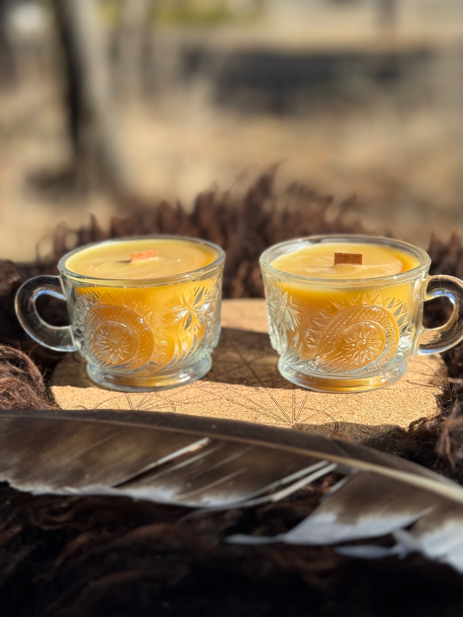 Local Beeswax Candle in Vintage Tea cup