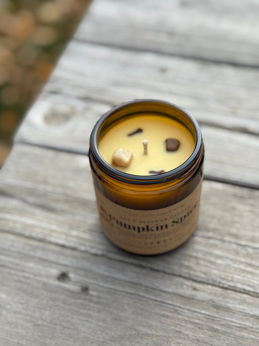 ‘Pumpkin Spice’ amber glass jar candle