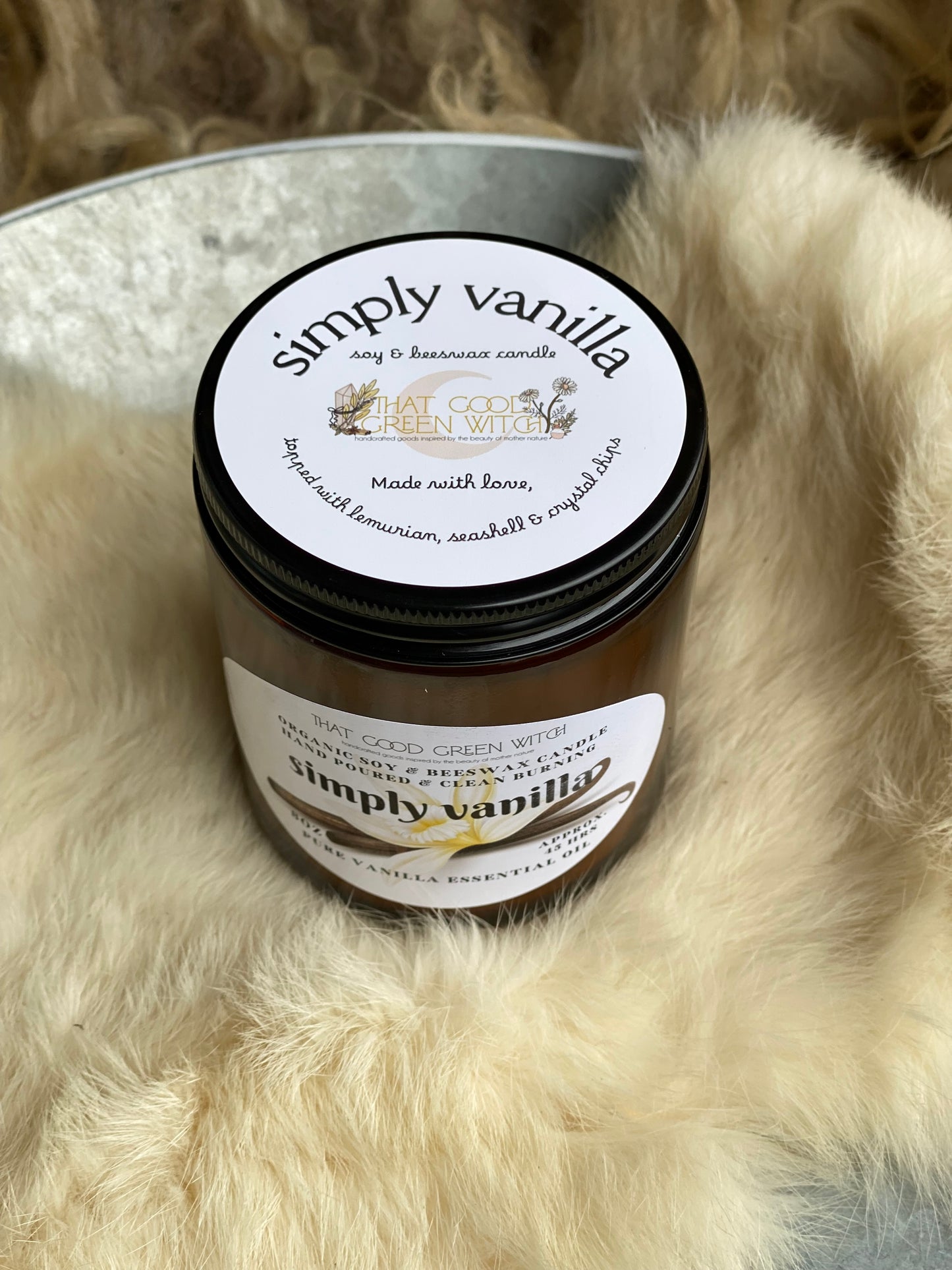 ‘Simply Vanilla’ amber glass jar Candle