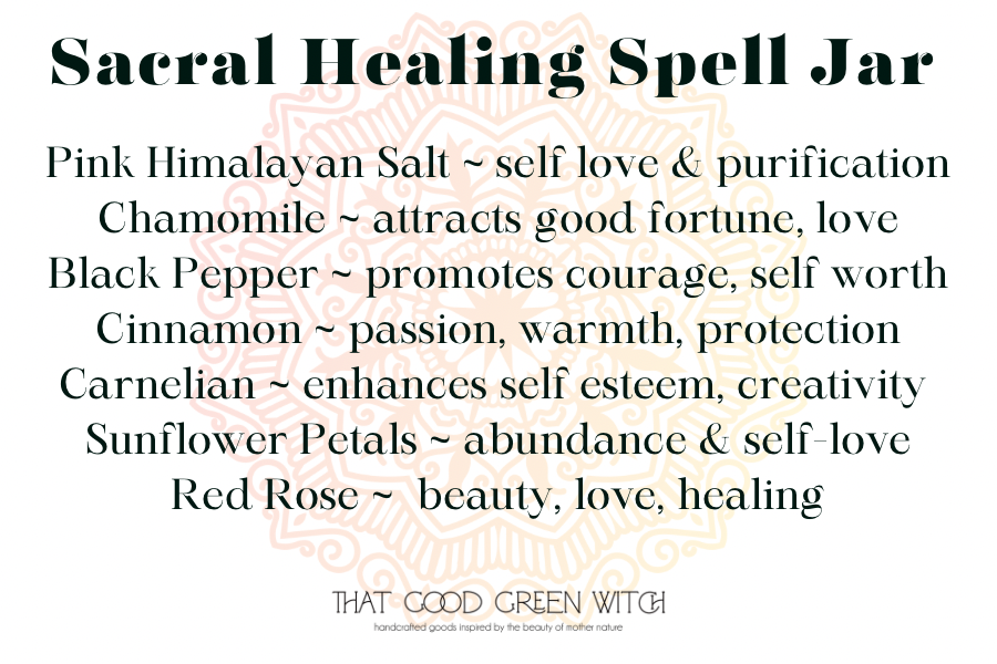 Sacral Healing Spell Jar (altar size)