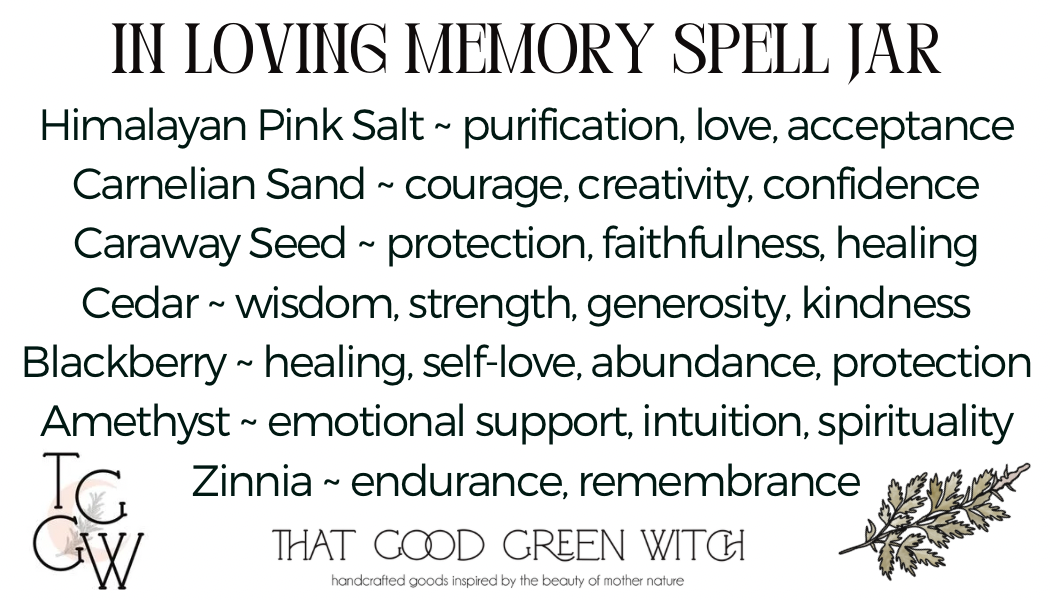 In Loving Memory Spell Jar (mini on ribbon)