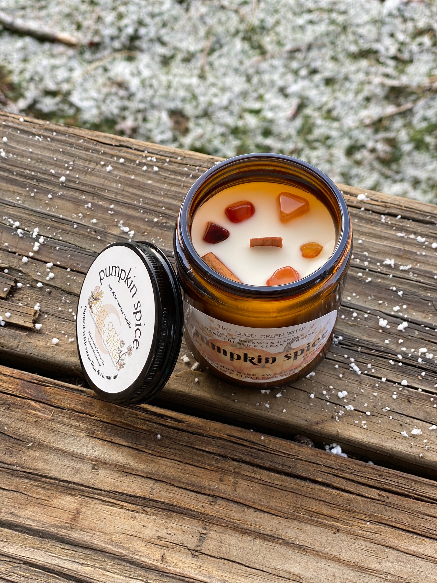 ‘Pumpkin Spice’ amber glass jar Candle