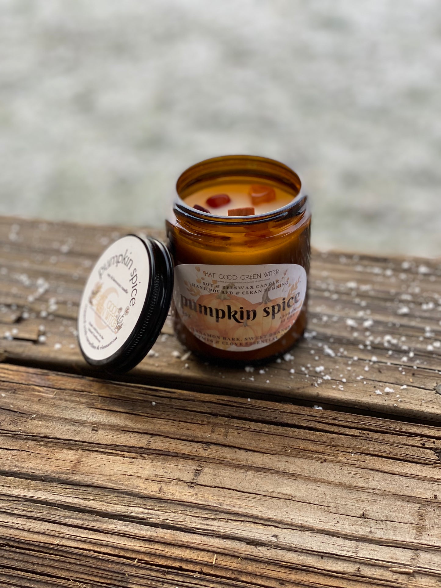 ‘Pumpkin Spice’ amber glass jar Candle